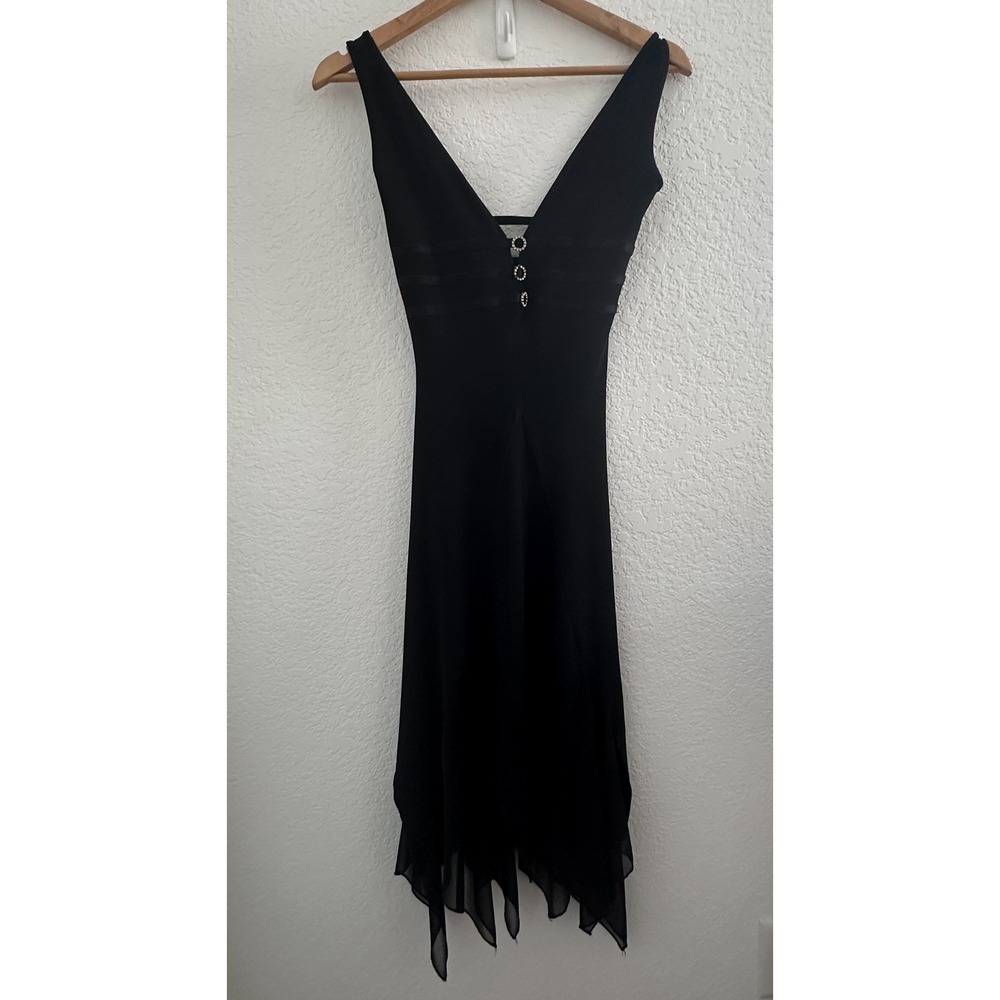 Y2K Luly K NYC Black Dress XS? Party Cocktail Rhinestone Witchy Goth Grunge READ